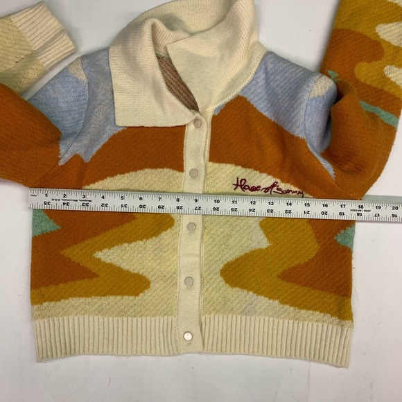 Rehab Lab House of Sunny Style Landscape Cropped Cardigan Sweater OSFM SIze F - Picture 13 of 15